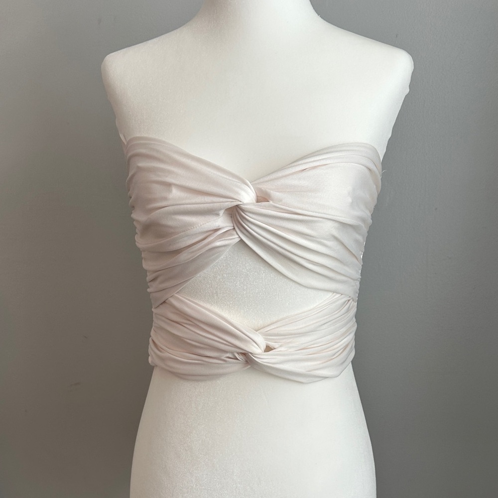 Chic Cream Twist Front Crop Top